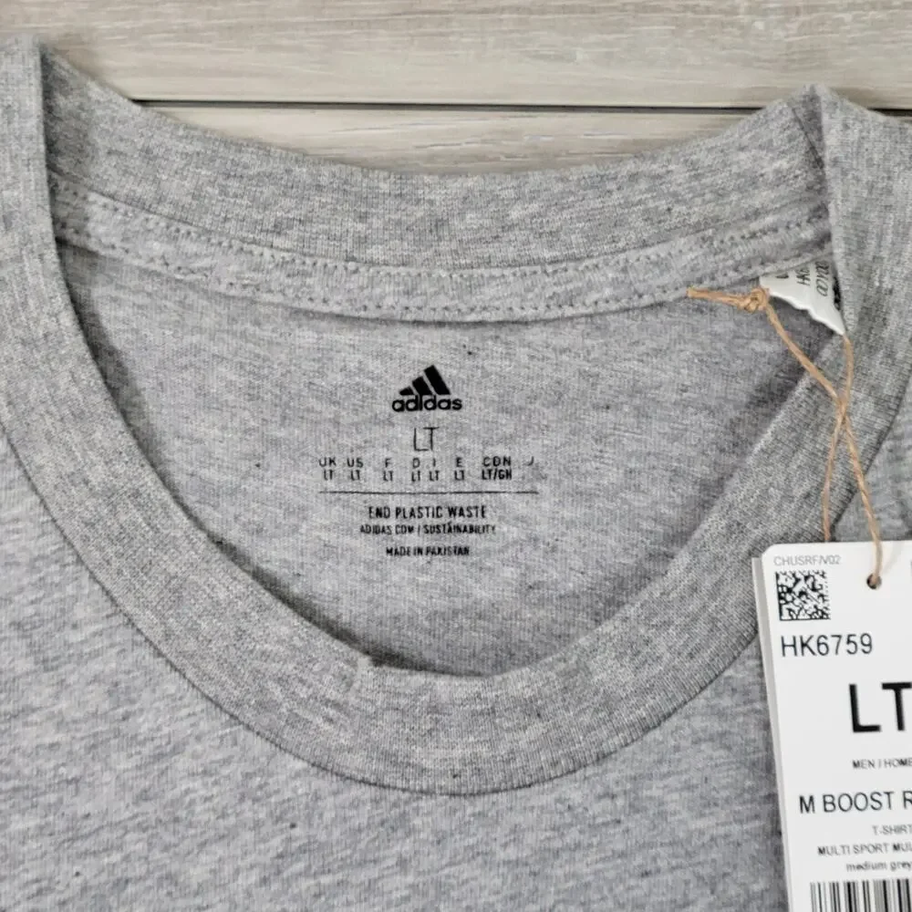 Adidas T-Shirt Men's LT Gray Boost Rocket Short Sleeve New